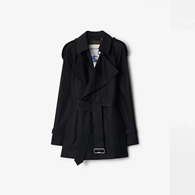 burberry asymmetrical lapel short gabardine trench coat